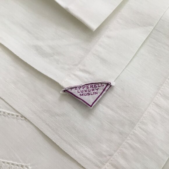 VTG Pepperell 2 Muslin Ivory Flat Sheets Crochet Trim NOS Cottagecore Farmhouse - Picture 4 of 5